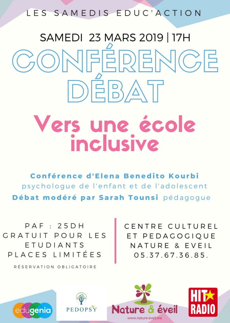 L’ÉCOLE INCLUSIVE – CONFÉRENCE DÉBAT Samedi 23/03/19